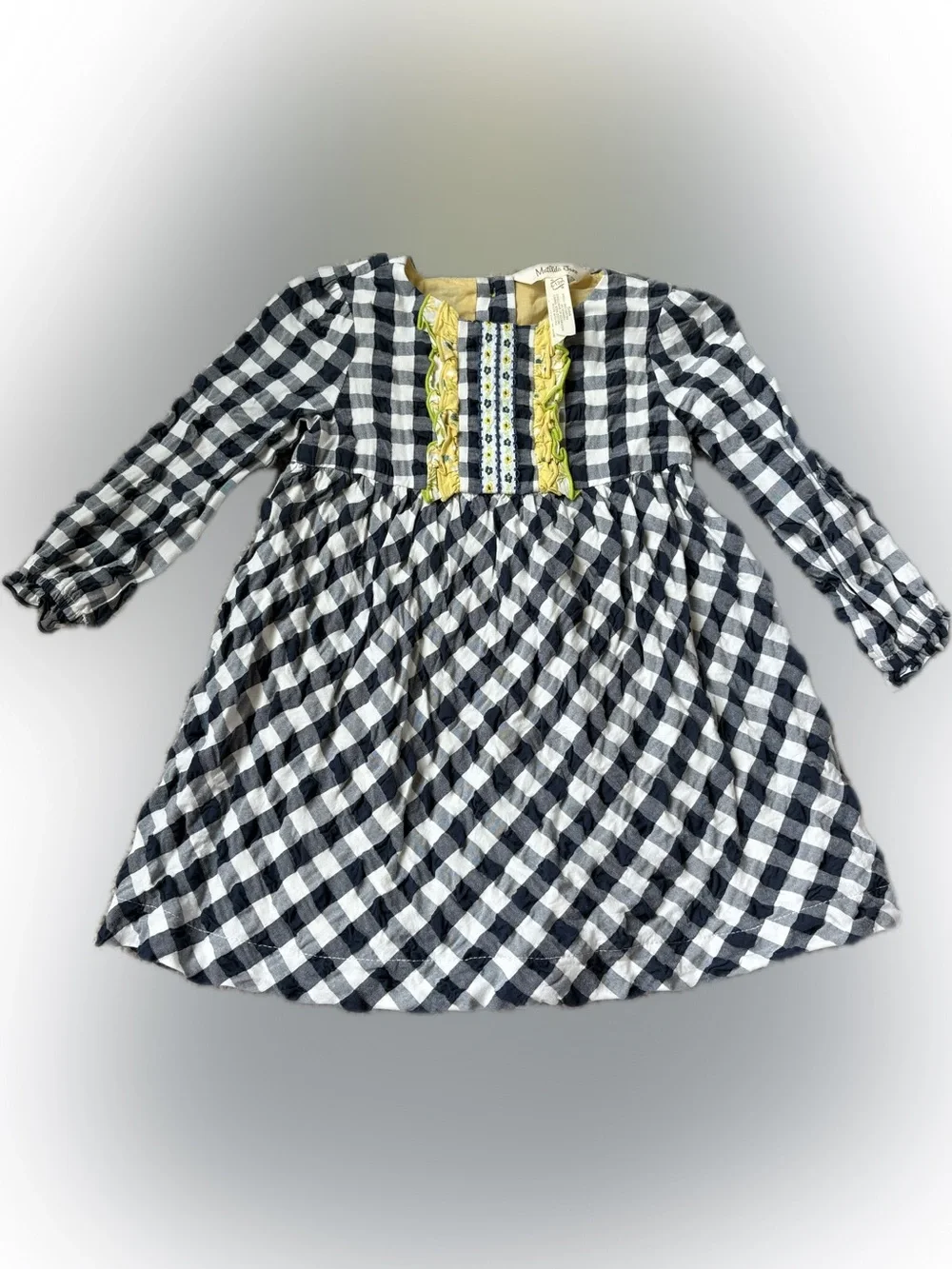 Matilda Jane Blue and White Gingham Dress with Yellow Trim